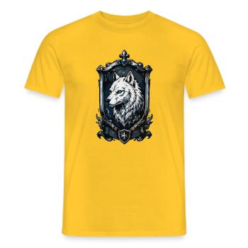 Frostwolf Wappen – Wolfenschild - Männer T-Shirt - Gelb - Vorne - AI Model Male 178 dark (178cm)