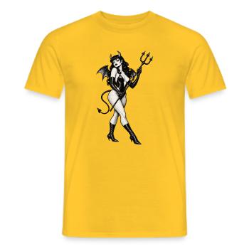 HÖLLE AUF ABSÄTZEN - Männer T-Shirt - Gelb - Vorne - AI Model Male 178 dark (178cm)