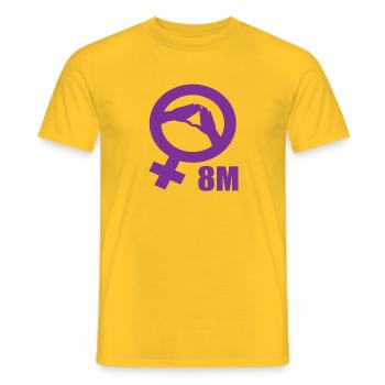 Féministe 8M - T-shirt homme - jaune - Devant - AI Model Male 178 dark (178cm)