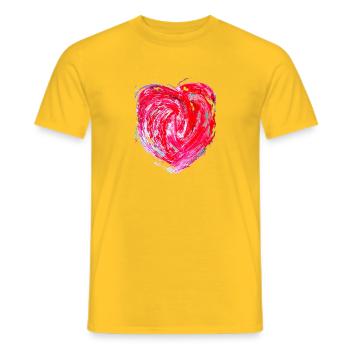 "Heart2" by Acryl Gallery & Design - Men's T-Shirt - yellow - Front - AI Model Male 178 dark (178cm)