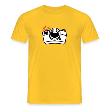 Dessin de caméra photo pour les photographes passionnés - T-shirt homme - jaune - Devant - AI Model Male 178 dark (178cm)