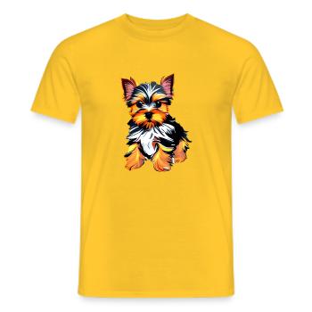 Puppy Dog Owner Yorkshire Terrier Dog - Men's T-Shirt - yellow - Front - AI Model Male 178 dark (178cm)
