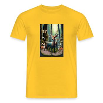 Rehkitze mit Schmetterlinge - Männer T-Shirt - Gelb - Vorne - AI Model Male 178 dark (178cm)