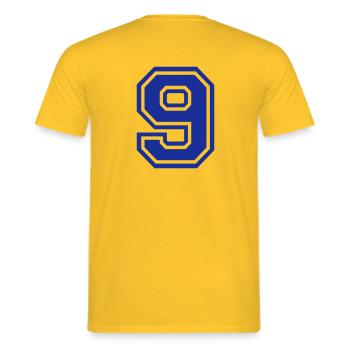 9 - Men's T-Shirt - yellow - Back - AI Model Male 178 dark (178cm)