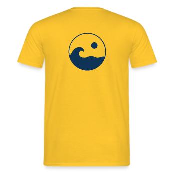 Circle Waves Sun Logo - Men's T-Shirt - yellow - Back - AI Model Male 178 dark (178cm)