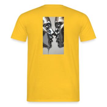 Silberne Kussfiguren - Männer T-Shirt - Gelb - Hinten - AI Model Male 178 dark (178cm)