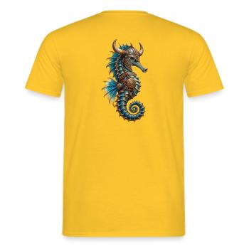 Wikinger-Seepferdchen - Männer T-Shirt - Gelb - Hinten - AI Model Male 178 dark (178cm)