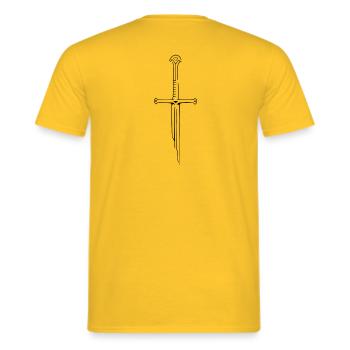 Schwert - Männer T-Shirt - Gelb - Hinten - AI Model Male 178 dark (178cm)
