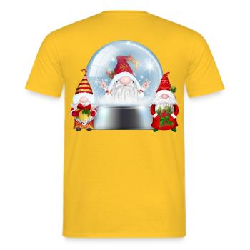 Snowglobe Santa Gnomes Cheer - Men's T-Shirt - yellow - Back - AI Model Male 178 dark (178cm)