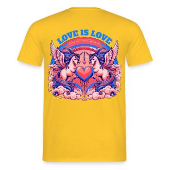 L’amour est l’amour Bleu - T-shirt homme - jaune - Dos - AI Model Male 178 dark (178cm)