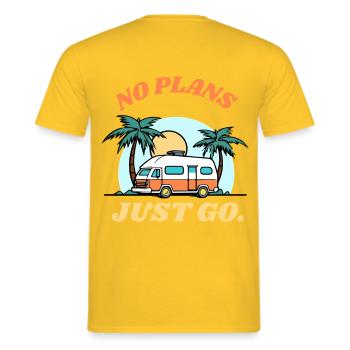 Keine Pläne – Einfach Losfahren - Männer T-Shirt - Gelb - Hinten - AI Model Male 178 dark (178cm)