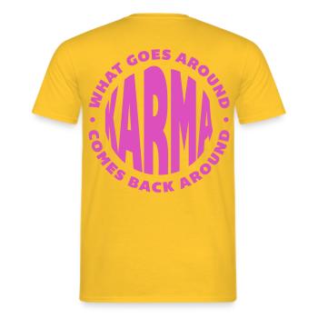 Karma - Männer T-Shirt - Gelb - Hinten - AI Model Male 178 dark (178cm)