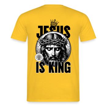 Jésus est Roi Couronne d’Épines - T-shirt homme - jaune - Dos - AI Model Male 178 dark (178cm)
