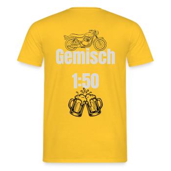 Gemisch Motorrad Bier 1:50 - Männer T-Shirt - Gelb - Hinten - AI Model Male 178 dark (178cm)