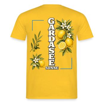 Gardasee Sonne – Zitronen & Italien Urlaub - Männer T-Shirt - Gelb - Hinten - AI Model Male 178 dark (178cm)