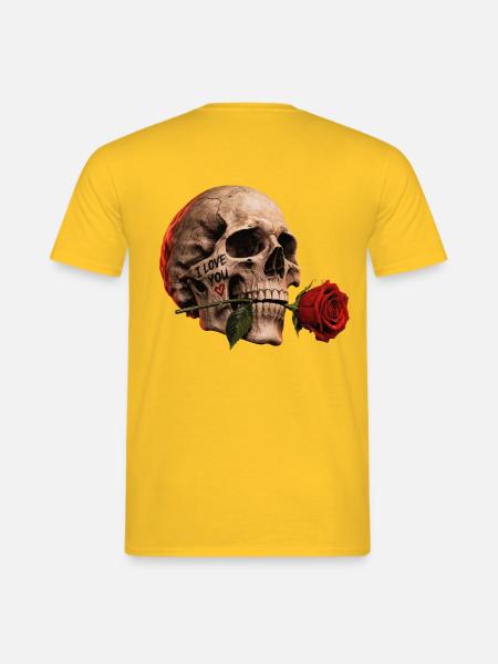 Totenkopf-und-Rosen-Liebe - Männer T-Shirt - Gelb