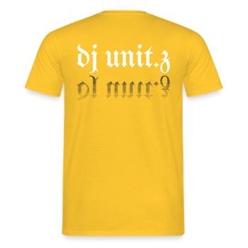 dj unit.z ohne Schnörkel - Männer T-Shirt - Gelb - Hinten - AI Model Male 178 dark (178cm)