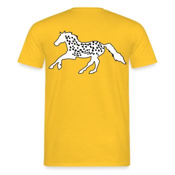 Knabstrupper, Appaloosa, Noriker, Tigerschecke - Men's T-Shirt - yellow - Back - AI Model Male 178 dark (178cm)