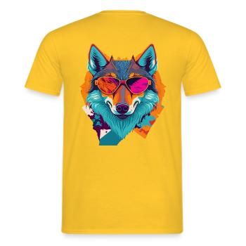 Révolte rétro des loups - T-shirt homme - jaune - Dos - AI Model Male 178 dark (178cm)