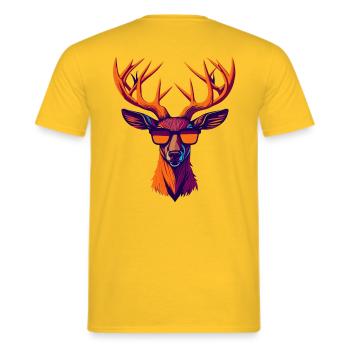 Révolte rétro des cerfs - T-shirt homme - jaune - Dos - AI Model Male 178 dark (178cm)