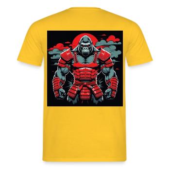 Primal Ronin – Le gorille samouraï - T-shirt homme - jaune - Dos - AI Model Male 178 dark (178cm)
