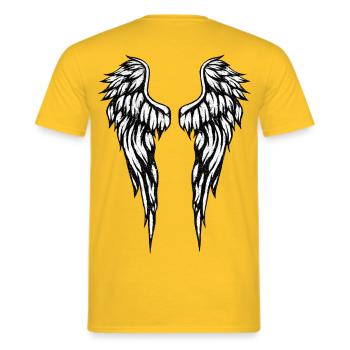 Comic Engel - Männer T-Shirt - Gelb - Hinten - AI Model Male 178 dark (178cm)
