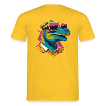 Dino Cool: Retro Ornithopods T-Shirt - T-shirt homme - jaune - Dos - AI Model Male 178 dark (178cm)