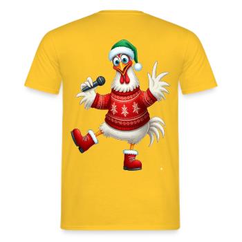 Pull de poule chantante de vacances - T-shirt homme - jaune - Dos - AI Model Male 178 dark (178cm)