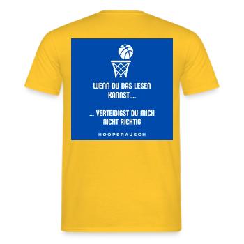 Read or Defend Saying Hoopsrausch - Men's T-Shirt - yellow - Back - AI Model Male 178 dark (178cm)