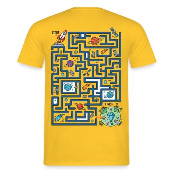 Space Maze Rocket Path - Men's T-Shirt - yellow - Back - AI Model Male 178 dark (178cm)