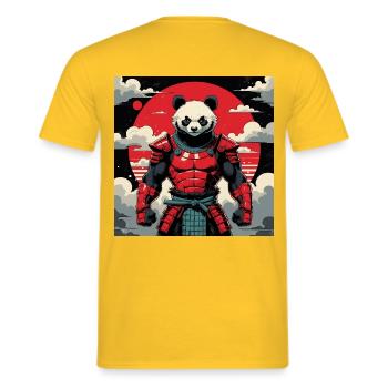 Samurai Panda Krieger - Männer T-Shirt - Gelb - Hinten - AI Model Male 178 dark (178cm)