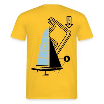Parcours de régate moderne de voilier Yacht Yacht - T-shirt homme - jaune - Dos - AI Model Male 178 dark (178cm)