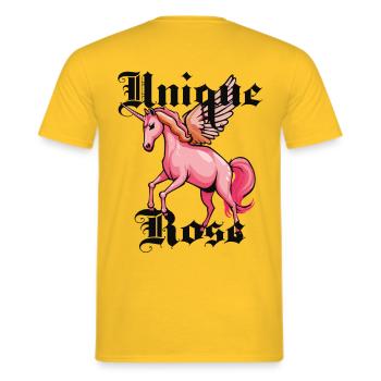 Unique Rose - Männer T-Shirt - Gelb - Hinten - AI Model Male 178 dark (178cm)