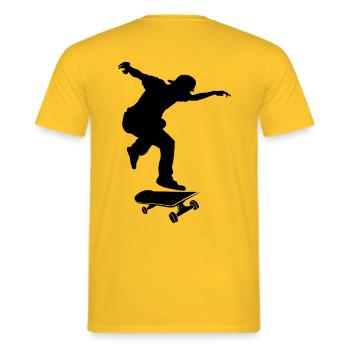 Schwarzer Skate-Man auf Skateboard - Männer T-Shirt - Gelb - Hinten - AI Model Male 178 dark (178cm)