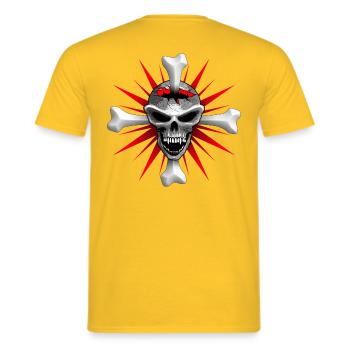 skull_bones_2 - Men's T-Shirt - yellow - Back - AI Model Male 178 dark (178cm)