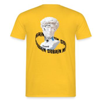 Marble Head with Peep Tattoos - Men's T-Shirt - yellow - Back - AI Model Male 178 dark (178cm)