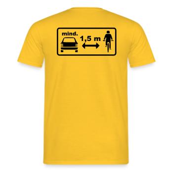 Fahrrad Abstand Halten 1,5 m Fahrradfahrer - Männer T-Shirt - Gelb - Hinten - AI Model Male 178 dark (178cm)