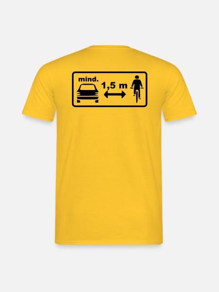 Fahrrad Abstand Halten 1,5 m Fahrradfahrer - Männer T-Shirt - Gelb