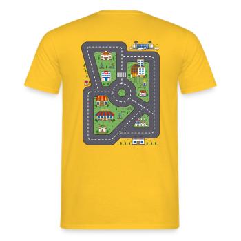voiture-jouet dos massage parents tapis de voiture - T-shirt homme - jaune - Dos - AI Model Male 178 dark (178cm)