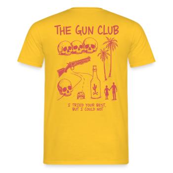 The Gun Club - Männer T-Shirt - Gelb - Hinten - AI Model Male 178 dark (178cm)