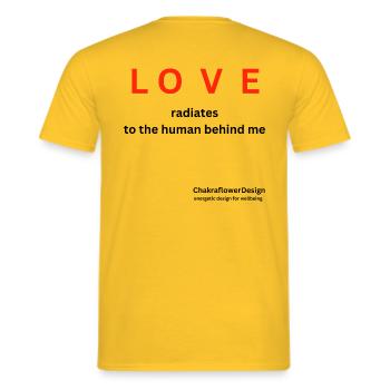 LOVE radiates - Men's T-Shirt - yellow - Back - AI Model Male 178 dark (178cm)