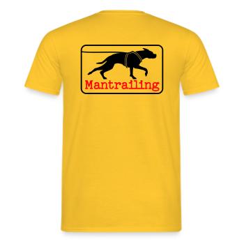 Mantrailing Typewriter - Men's T-Shirt - yellow - Back - AI Model Male 178 dark (178cm)