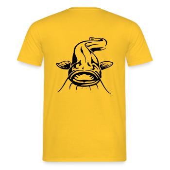 T-Shirt Printed Catfish in the back in black - Men's T-Shirt - yellow - Back - AI Model Male 178 dark (178cm)