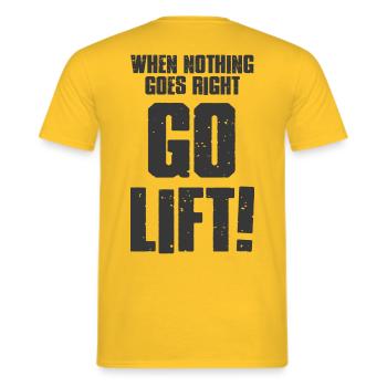 Go Lift! - Männer T-Shirt - Gelb - Hinten - AI Model Male 178 dark (178cm)