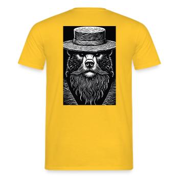 Der stille Grizzly - Männer T-Shirt - Gelb - Hinten - AI Model Male 178 dark (178cm)