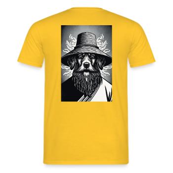 Der wachsame Hund - Männer T-Shirt - Gelb - Hinten - AI Model Male 178 dark (178cm)