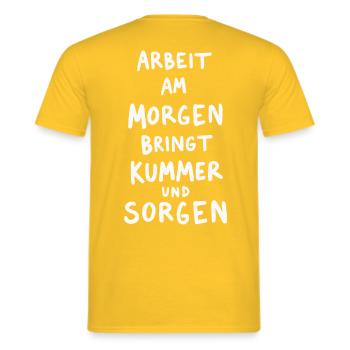 Arbeit - Männer T-Shirt - Gelb - Hinten - AI Model Male 178 dark (178cm)