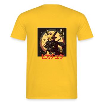 JAPAN CHARACTER ILLUSTRATION - Men's T-Shirt - yellow - Back - AI Model Male 178 dark (178cm)
