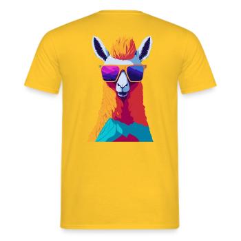 Rébellion rétro de l’alpaga - T-shirt homme - jaune - Dos - AI Model Male 178 dark (178cm)