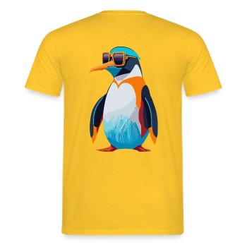 Penguin Revolution - Men's T-Shirt - yellow - Back - AI Model Male 178 dark (178cm)